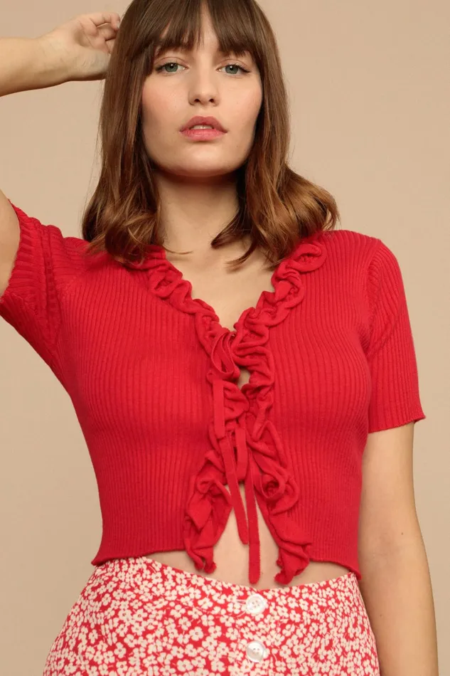 EUGENIA Cardigan Rouge Uni Women Rouje Knits