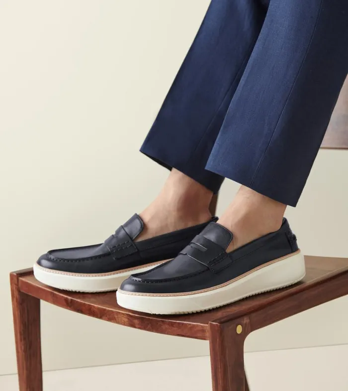 Extended Sizes and Widths Men Cole Haan GrandPr Topspin Penny Loafer Navy Ink Extended Sizes and Widths Men Cole Haan GrandPr Topspin Penny Loafer Navy Ink