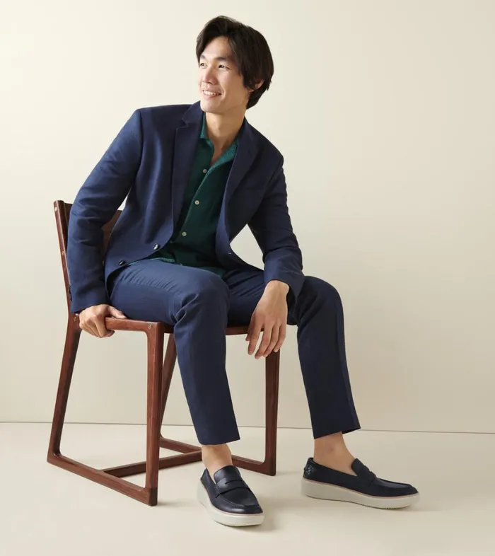 Extended Sizes and Widths Men Cole Haan GrandPr Topspin Penny Loafer Navy Ink Extended Sizes and Widths Men Cole Haan GrandPr Topspin Penny Loafer Navy Ink