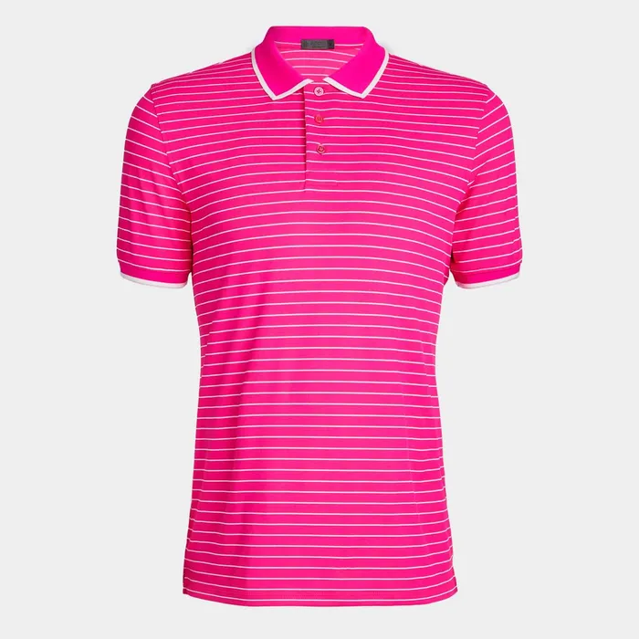 Fine Line Banded Sleeve Tech Piqu Polo Day Glow Pink Men GFORE Tops