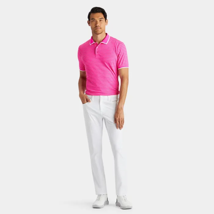 Fine Line Banded Sleeve Tech Piqu Polo Day Glow Pink Men GFORE Tops