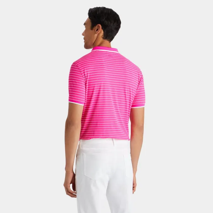 Fine Line Banded Sleeve Tech Piqu Polo Day Glow Pink Men GFORE Tops