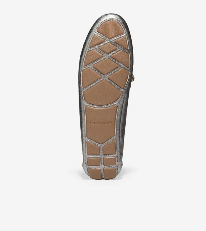 Flats and SlipOns Women Cole Haan Evelyn Bow Driver Pewter Metallic