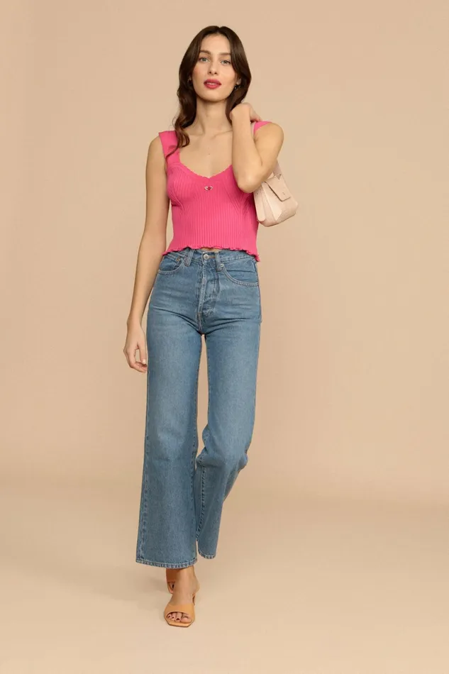 GIANNI Top Fushia Uni Women Rouje Tshirts and Tank Tops