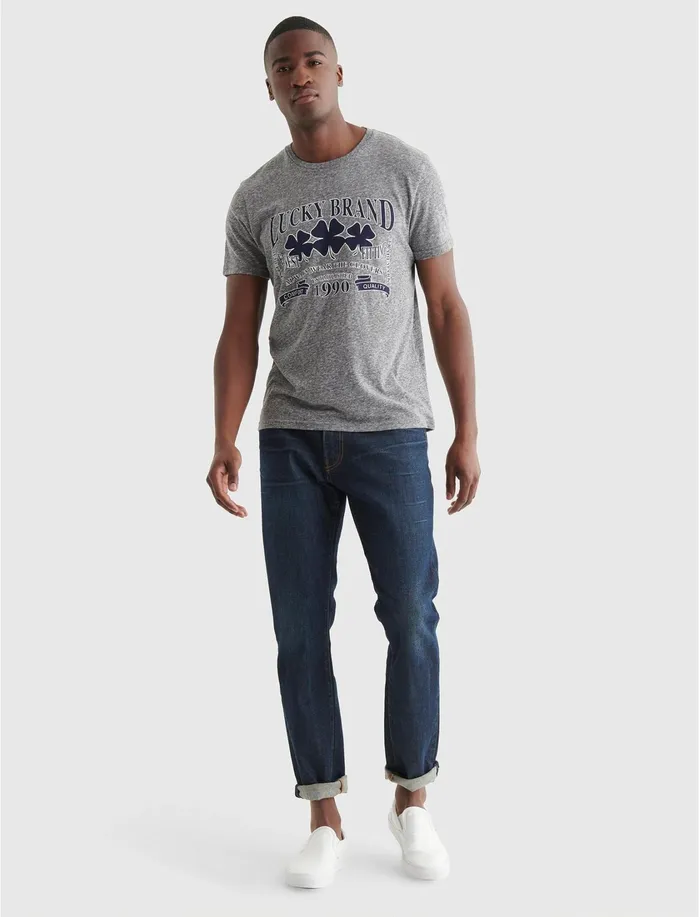 Graphic Tees Men Lucky Brand 3 Clover Branded Tee Grey Graphic Tees Men Lucky Brand 3 Clover Branded Tee Grey