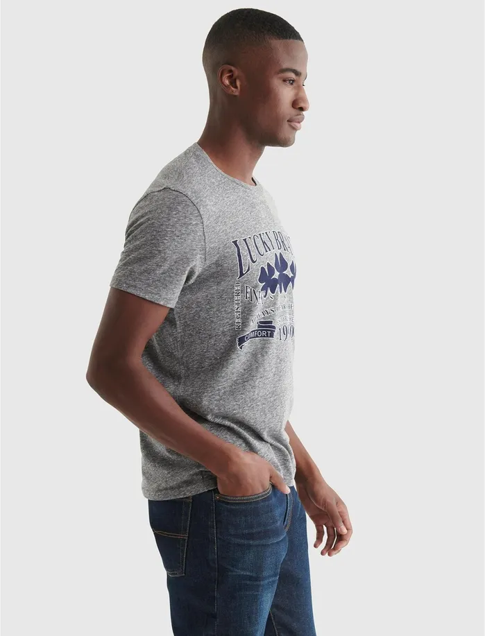 Graphic Tees Men Lucky Brand 3 Clover Branded Tee Grey Graphic Tees Men Lucky Brand 3 Clover Branded Tee Grey