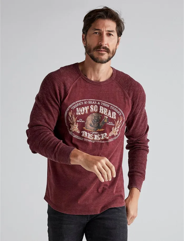 Graphic Tees Men Lucky Brand Beer Bear Thermal Port Royale
