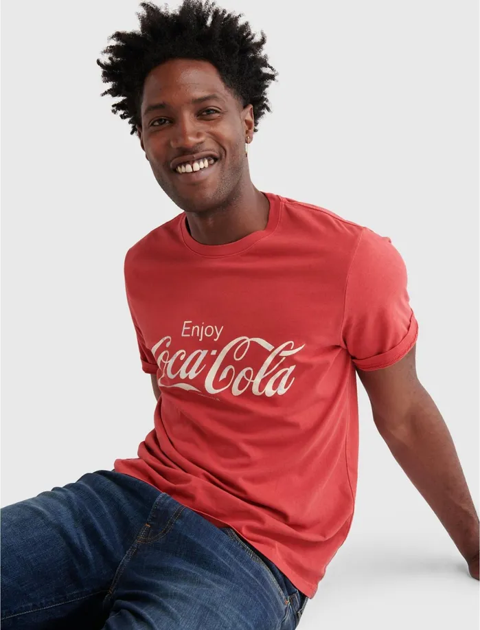 Graphic Tees Men Lucky Brand CocaCola Core Tee Ribbon Red