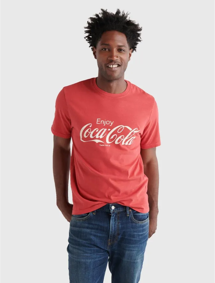 Graphic Tees Men Lucky Brand CocaCola Core Tee Ribbon Red