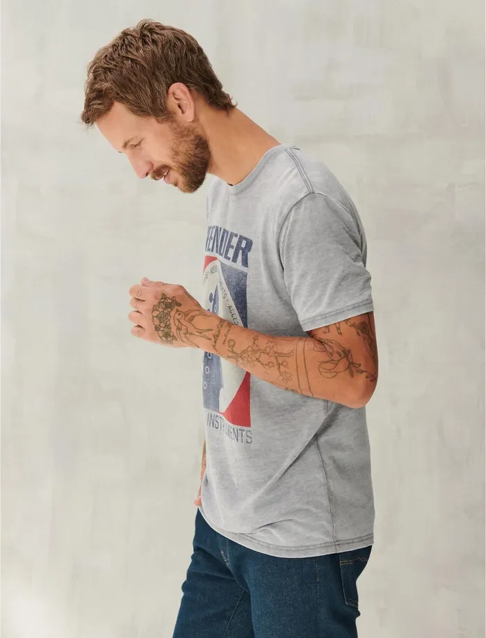 Graphic Tees Men Lucky Brand Fender Decal Tee Gargoyle