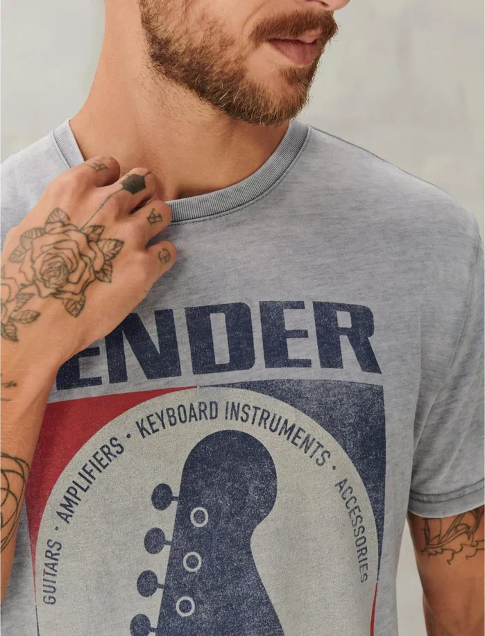 Graphic Tees Men Lucky Brand Fender Decal Tee Gargoyle