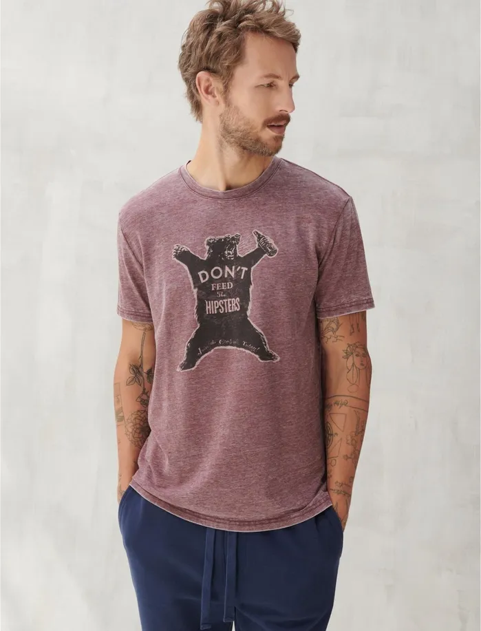 Graphic Tees Men Lucky Brand Hipster Bear Tee Port Royale