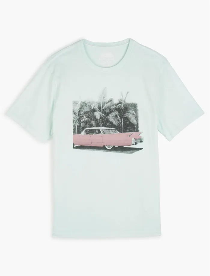 Graphic Tees Men Lucky Brand Hot Rod Palms Tee Misty Jade