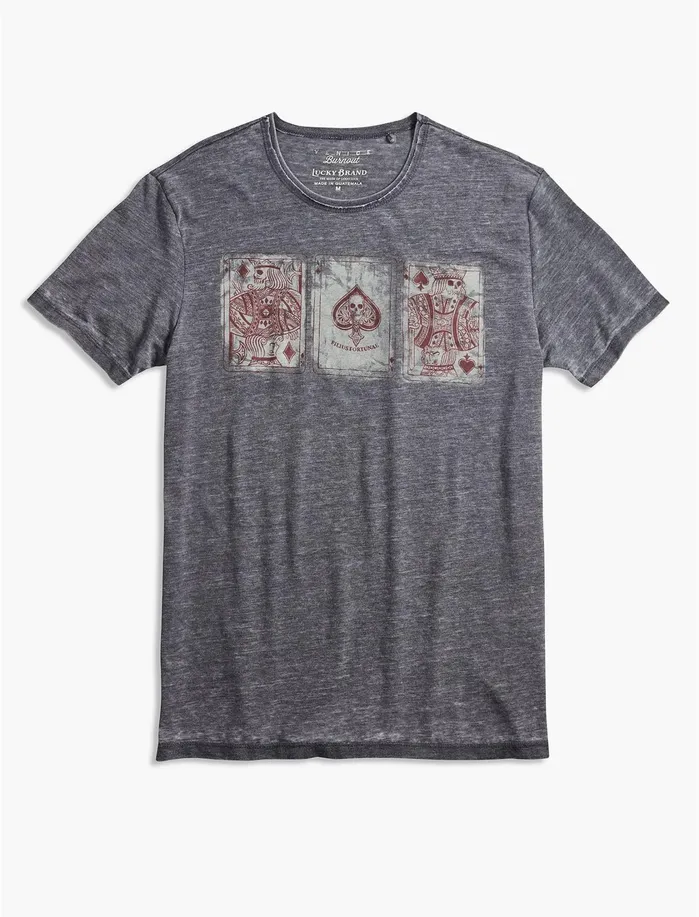 Graphic Tees Men Lucky Brand Poker Cards Tee Jet Black