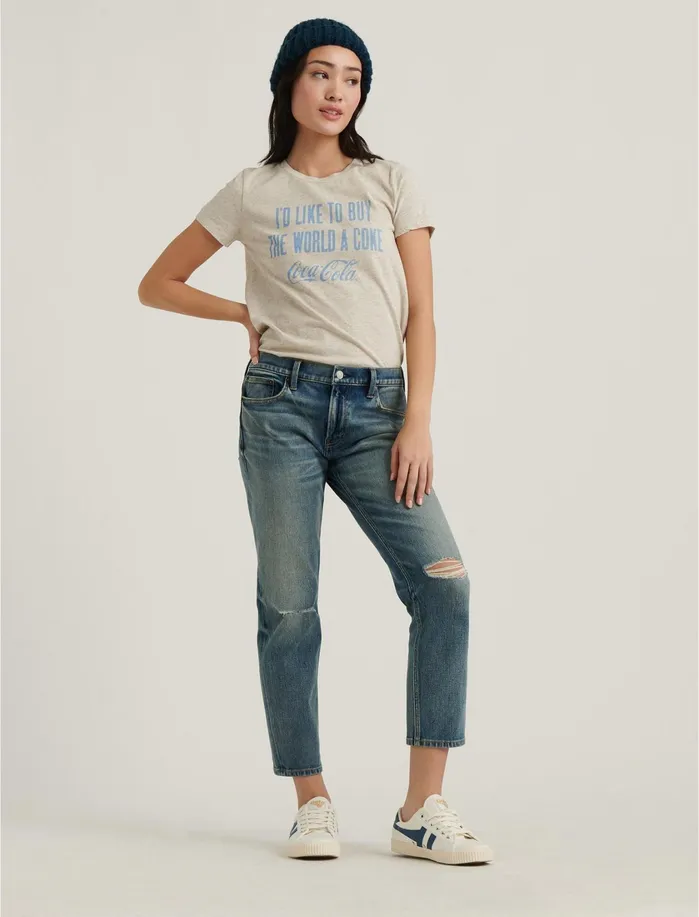 Graphic Tees Women Lucky Brand Buy The World A Coke Tee Oatmeal Heather