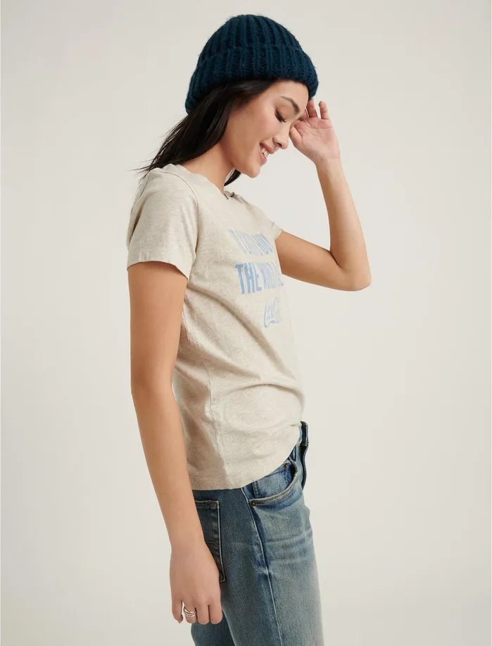 Graphic Tees Women Lucky Brand Buy The World A Coke Tee Oatmeal Heather