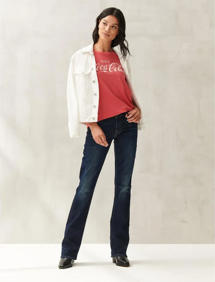 Graphic Tees Women Lucky Brand Coca Cola Logo Tee Ribbon Red 191663 Tcx