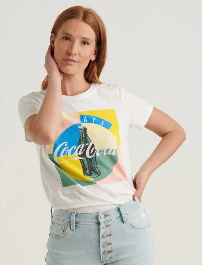 Graphic Tees Women Lucky Brand Coke Multi Tee Lucky White