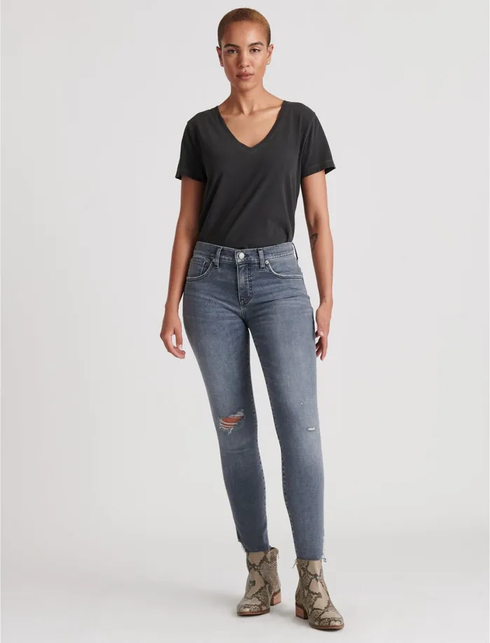 Graphic Tees Women Lucky Brand Essential VNeck Tee Washed Black