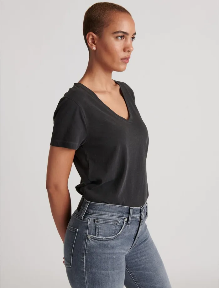 Graphic Tees Women Lucky Brand Essential VNeck Tee Washed Black