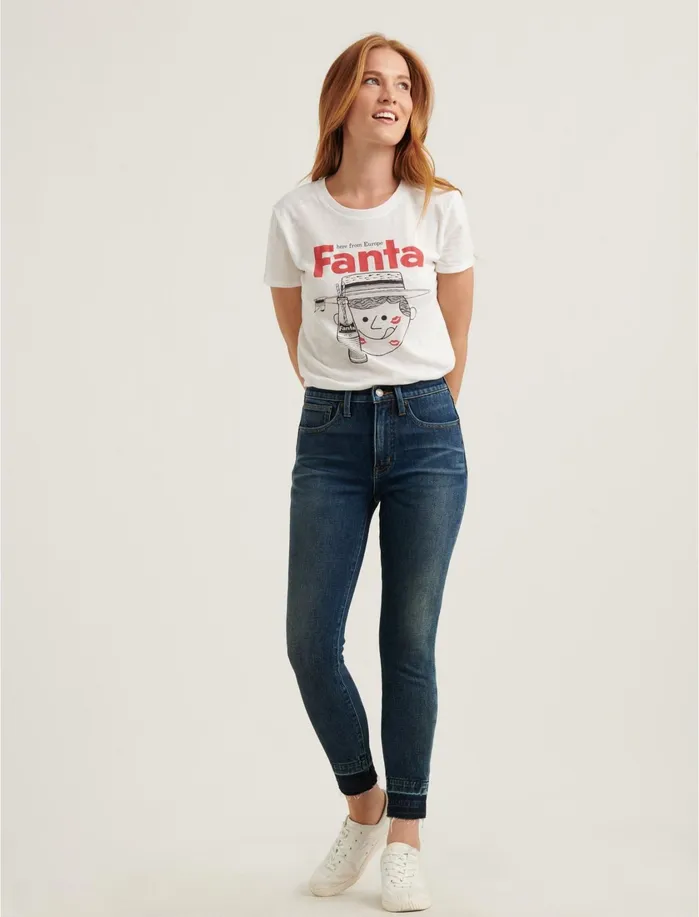 Graphic Tees Women Lucky Brand Fanta Straw Hat Tee Lucky White