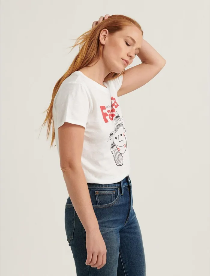 Graphic Tees Women Lucky Brand Fanta Straw Hat Tee Lucky White