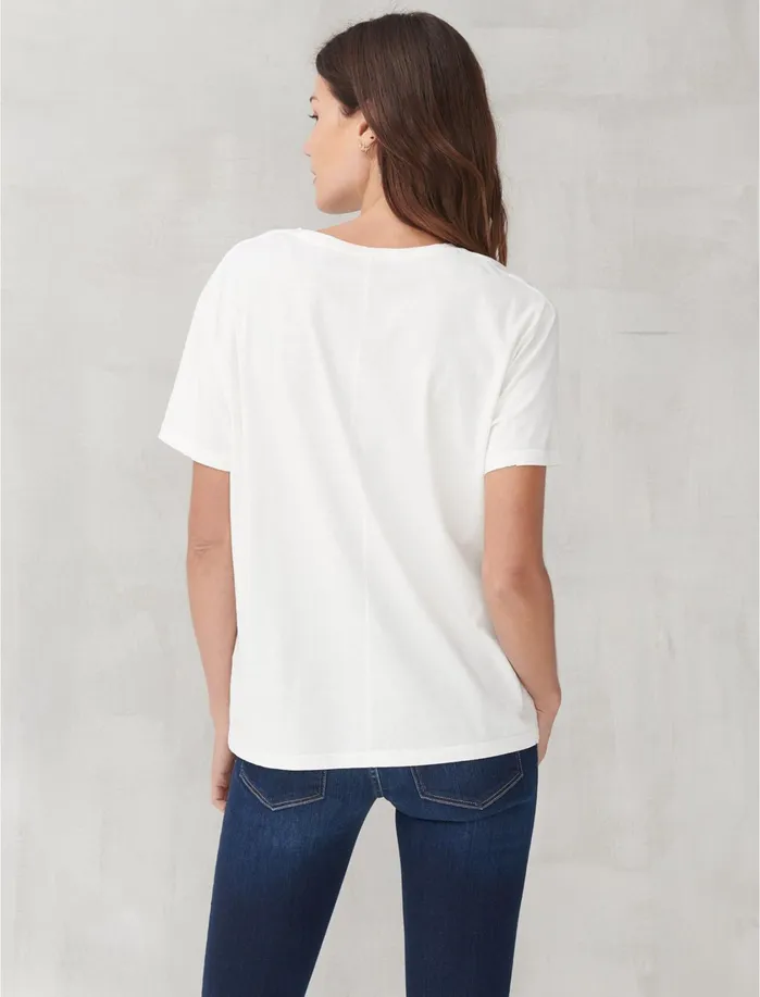 Graphic Tees Women Lucky Brand JOURNEY BOYFRIEND TEE Whisper White