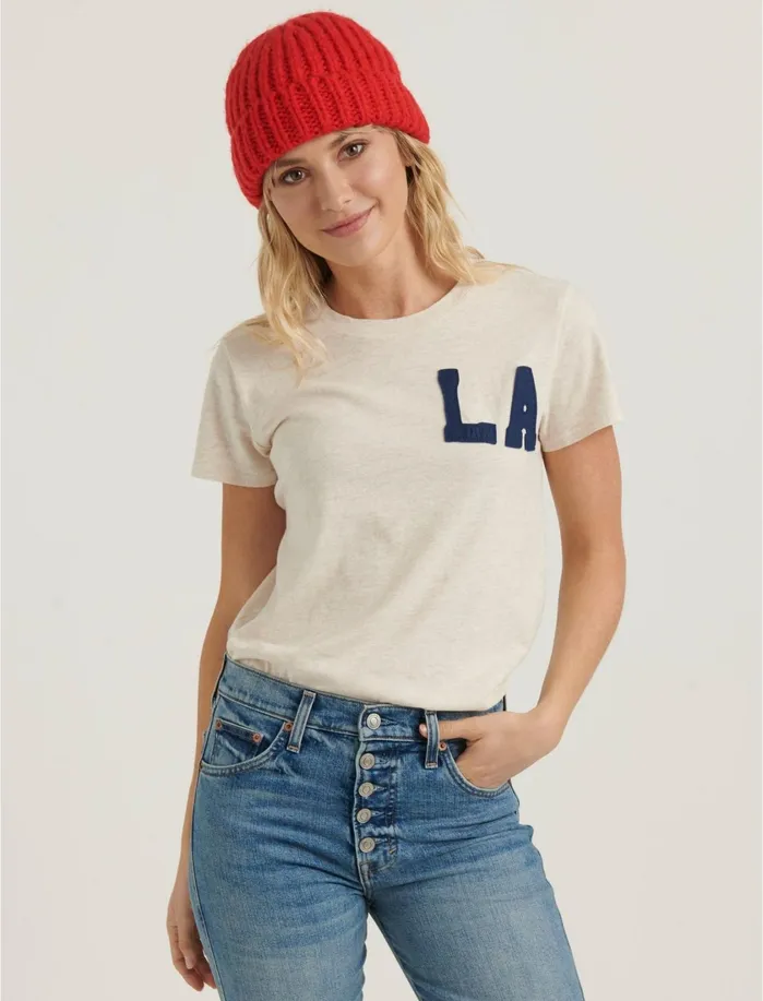 Graphic Tees Women Lucky Brand La Patch Tee Oatmeal Heather