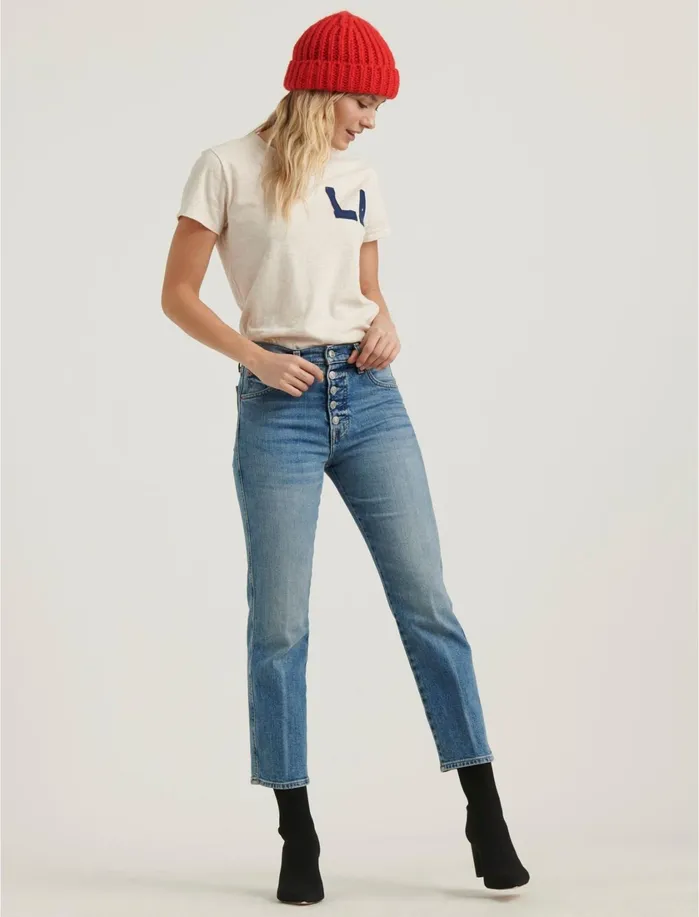 Graphic Tees Women Lucky Brand La Patch Tee Oatmeal Heather