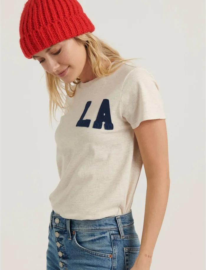 Graphic Tees Women Lucky Brand La Patch Tee Oatmeal Heather