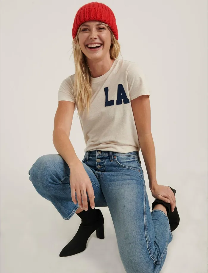 Graphic Tees Women Lucky Brand La Patch Tee Oatmeal Heather