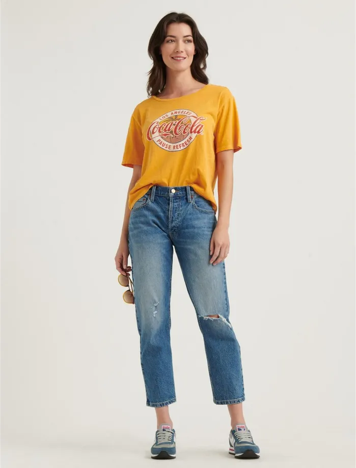 Graphic Tees Women Lucky Brand Los Angeles Cola Tee Artisan Gold