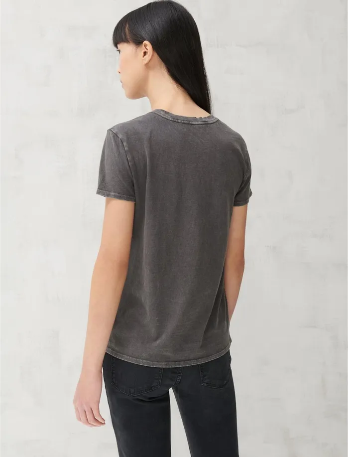 Graphic Tees Women Lucky Brand Multi Flowers Jet Black
