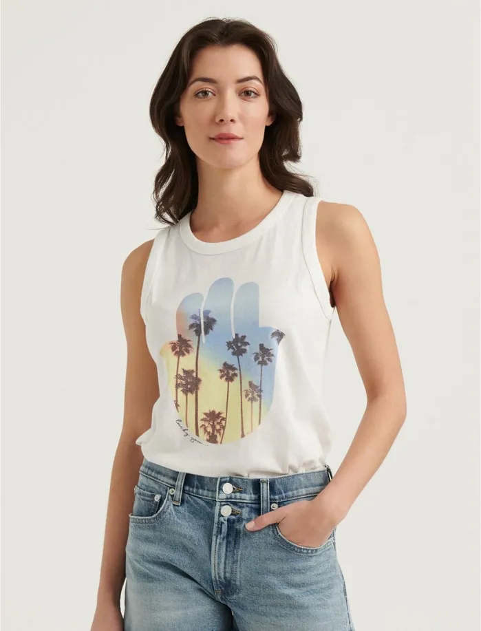 Graphic Tees Women Lucky Brand Photo Hamsa Tee Lucky White