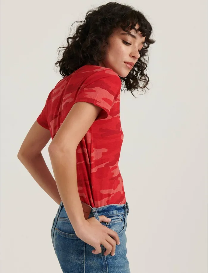 Graphic Tees Women Lucky Brand Red Camo VNeck Tee Red Multi