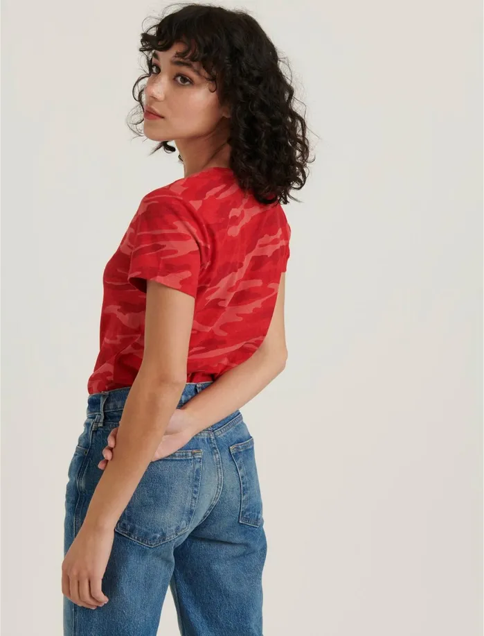 Graphic Tees Women Lucky Brand Red Camo VNeck Tee Red Multi