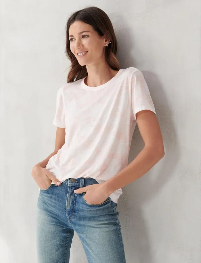 Graphic Tees Women Lucky Brand Rose Camo Classic Crew Pink Rose Camo