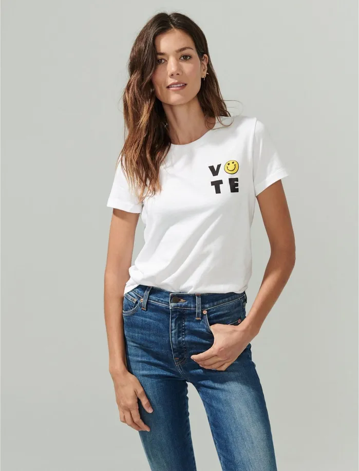 Graphic Tees Women Lucky Brand Vote Tee Bright White