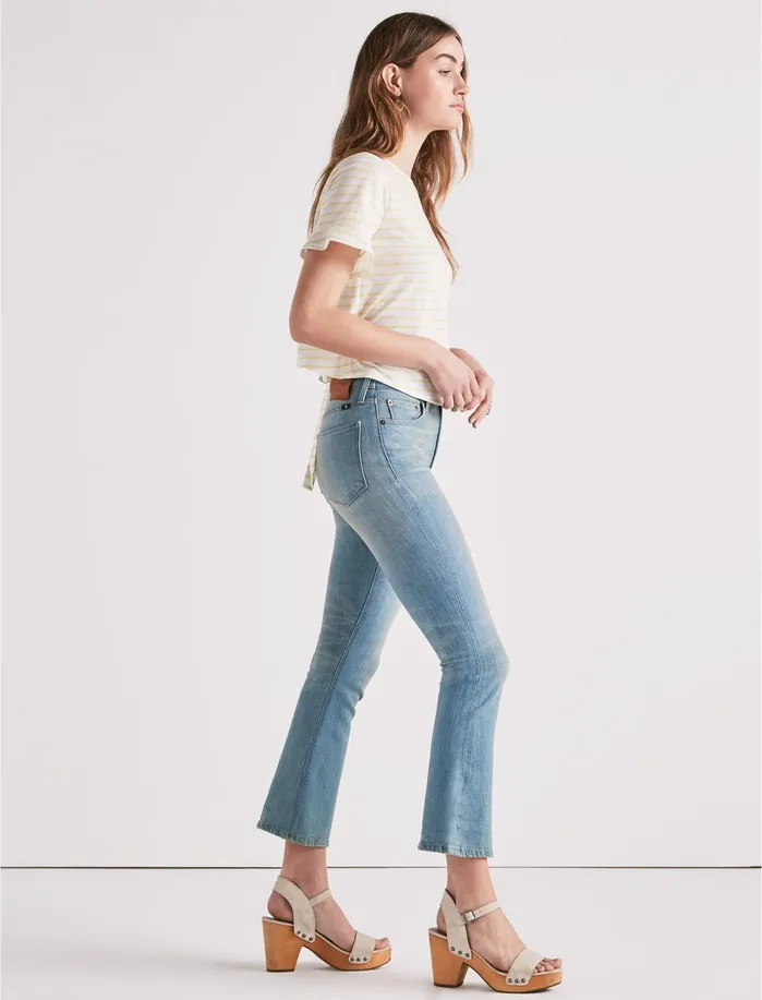 Graphic Tees Women Lucky Brand Yellow Stripe Tee Yellow Multi