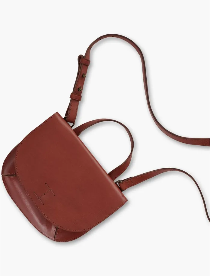 Handbags Women Lucky Brand Point Leather Double Pocket Crossbody Bag Cognac