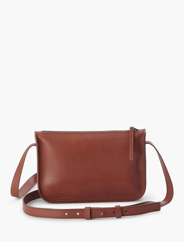 Handbags Women Lucky Brand The Point Leather Pocket Crossbody Bag Cognac