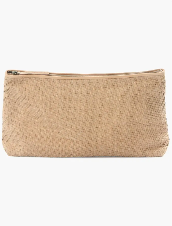 Handbags Women Lucky Brand Woven Leather Clutch Tan