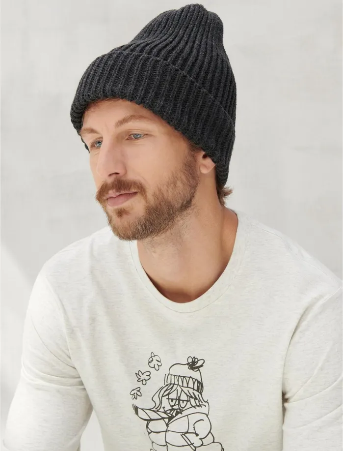 Hats Men Lucky Brand Men Knit Beanie Black