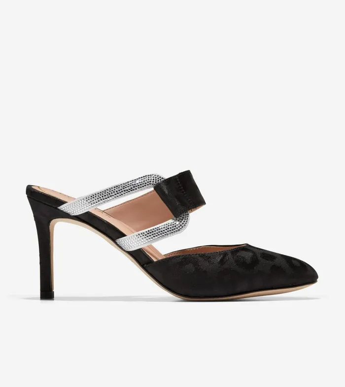 Heels And Wedges Women Cole Haan Gabbie Jewel Mule Black Satin