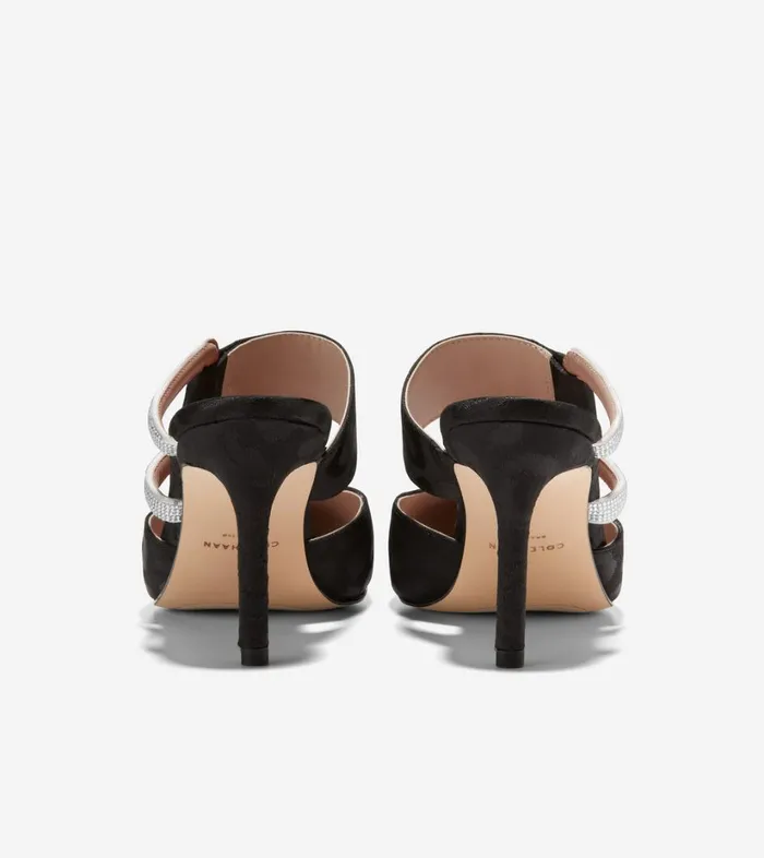 Heels And Wedges Women Cole Haan Gabbie Jewel Mule Black Satin Heels And Wedges Women Cole Haan Gabbie Jewel Mule Black Satin