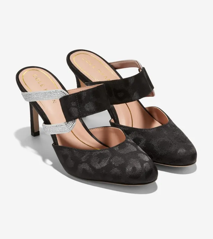 Heels And Wedges Women Cole Haan Gabbie Jewel Mule Black Satin Heels And Wedges Women Cole Haan Gabbie Jewel Mule Black Satin