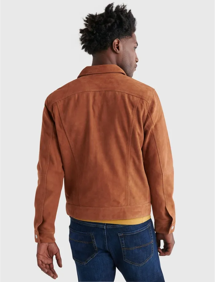 Jackets and Outerwear Men Lucky Brand Suede Trucker Jacket Cowboy Congac