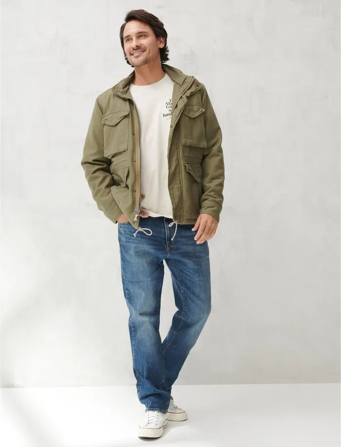 Jackets and Outerwear Men Lucky Brand Utility Fur Lined Jacket Burnt Olive