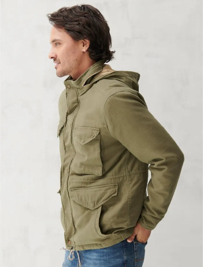 Jackets and Outerwear Men Lucky Brand Utility Fur Lined Jacket Burnt Olive