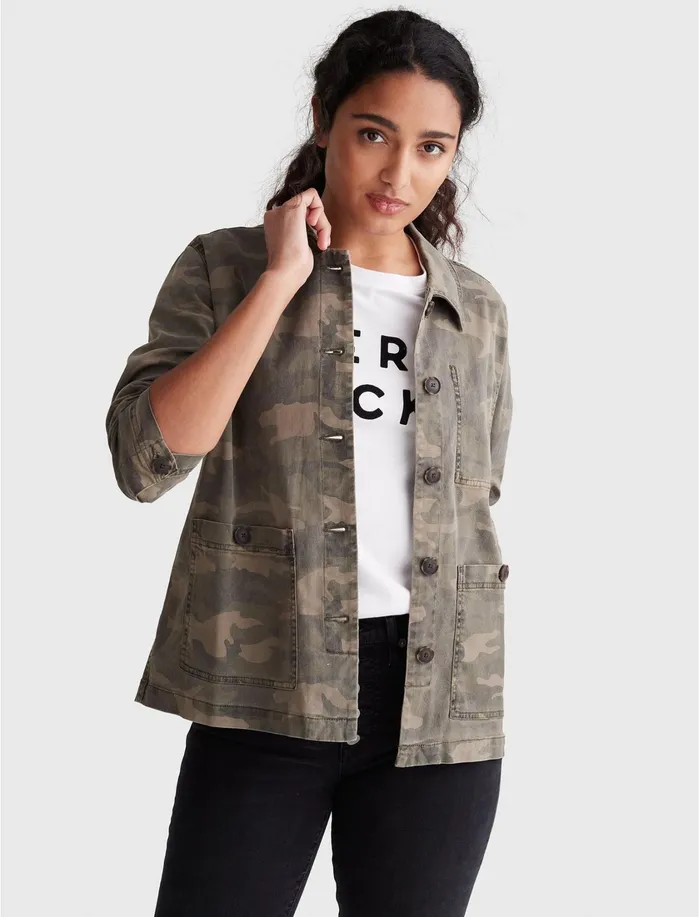 Jackets and Outerwear Women Lucky Brand Casual Chore Coat Camo Multi